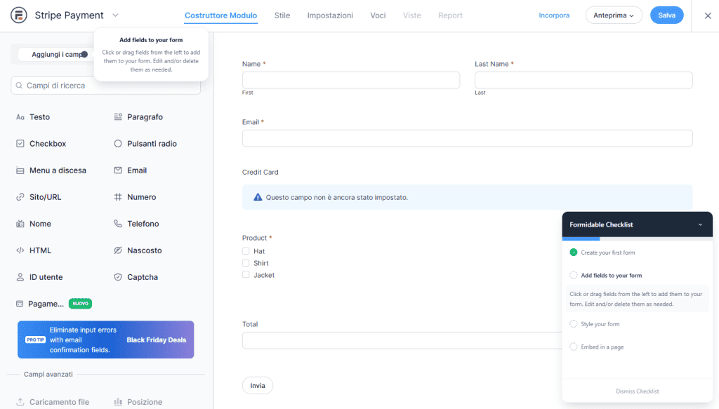 Formidable Forms Modulo Stripe