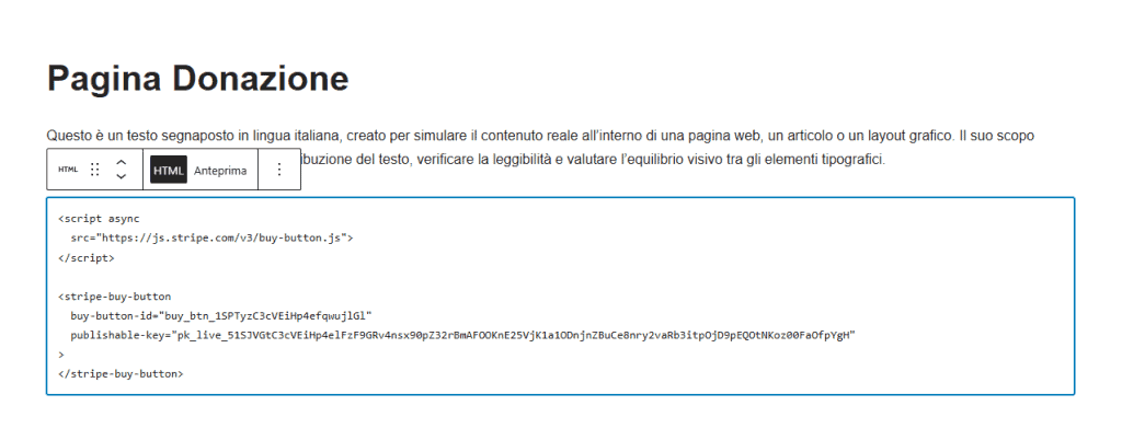 Html Pulsante Donazione Stripe WordPress