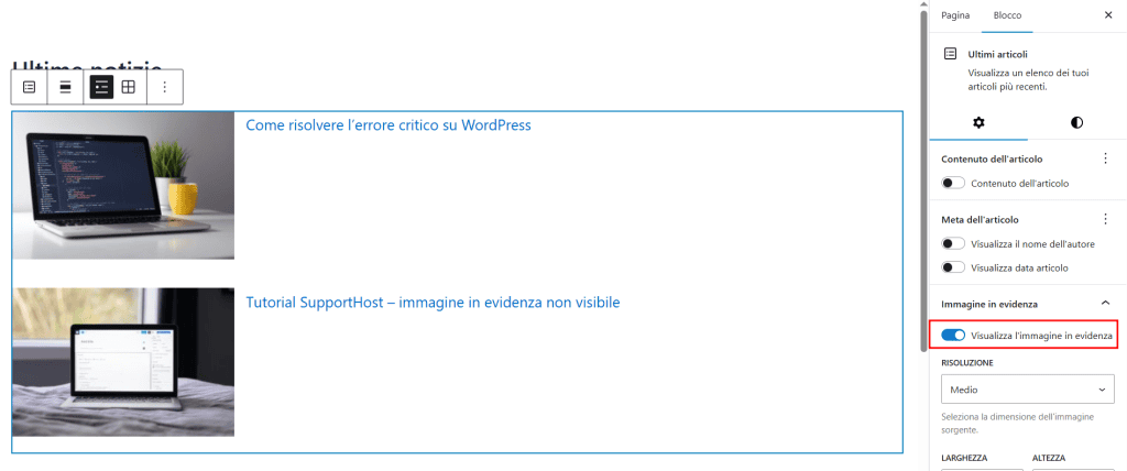 Impostazioni Immagine In Evidenza Ultimi Articoli