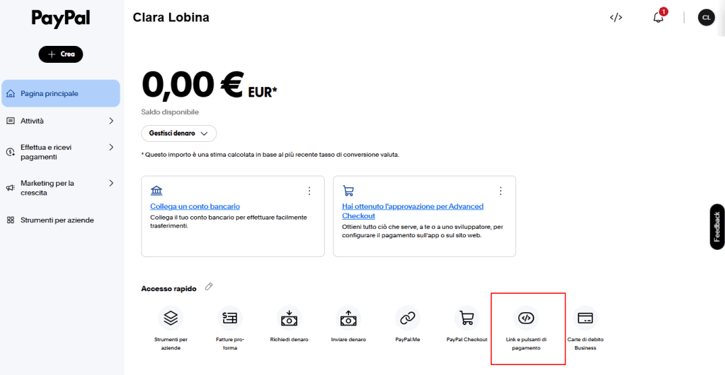 Paypal Link Pagamento