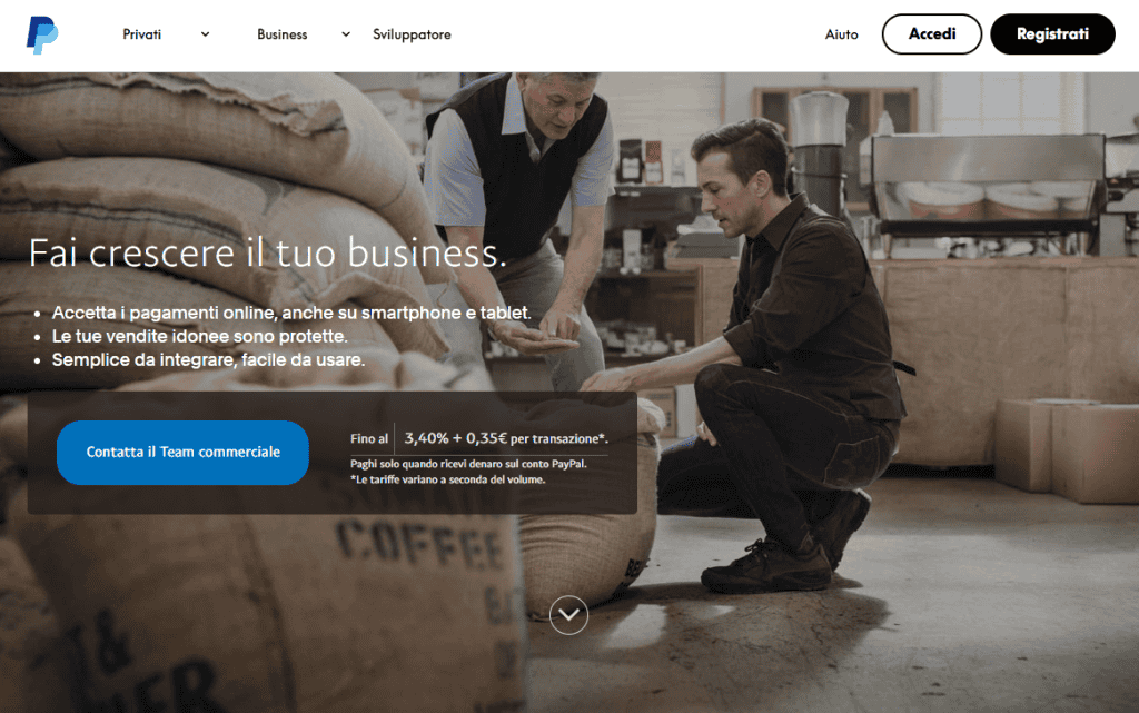 Paypal Pagina Business Sito