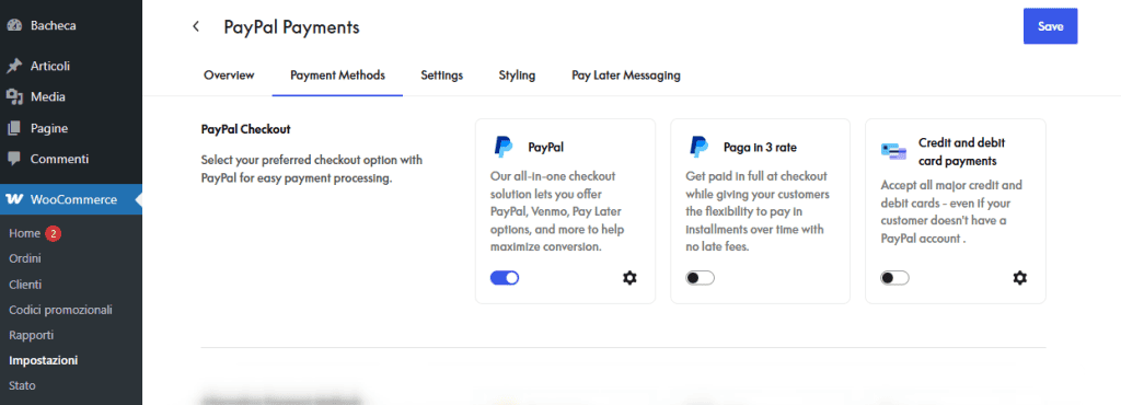 Paypal Woocommerce Impostazioni Checkout