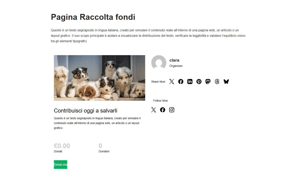 Pulsante Donazione Stripe WordPress Charitable Pagina