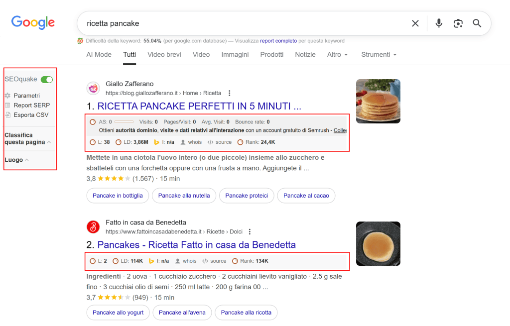 Seoquake Strumenti Seo