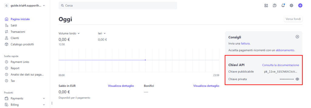 Stripe Chiavi Api