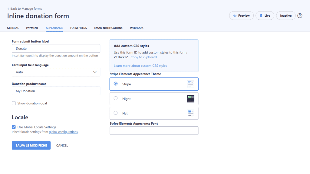 Wp Full Pay Modulo Donazione Appearance