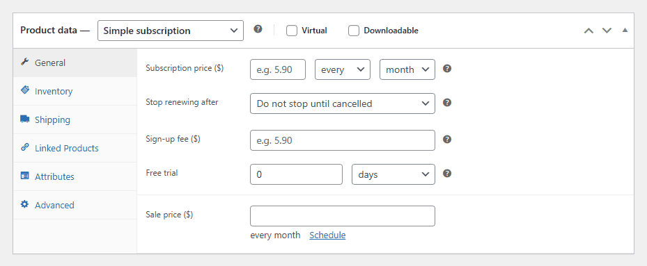 Abbonamento Semplice Woocommerce Subscriptions