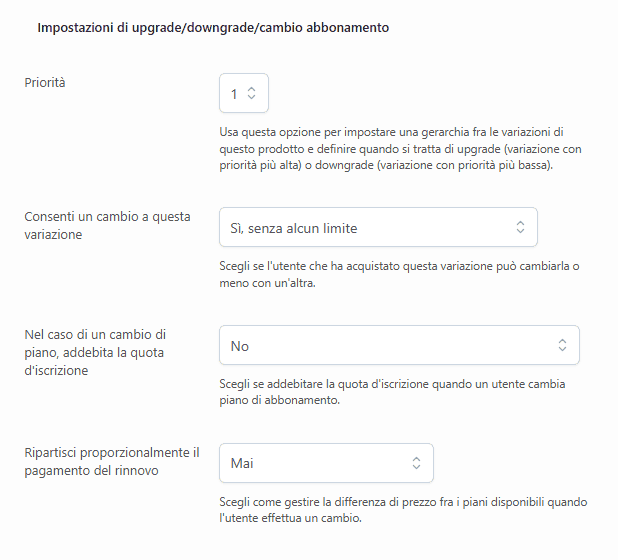 Abbonamento Woocommerce Yith Cambio