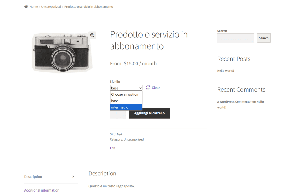 Anteprima Abbonamento Variabile Woocommerce Subscriptions