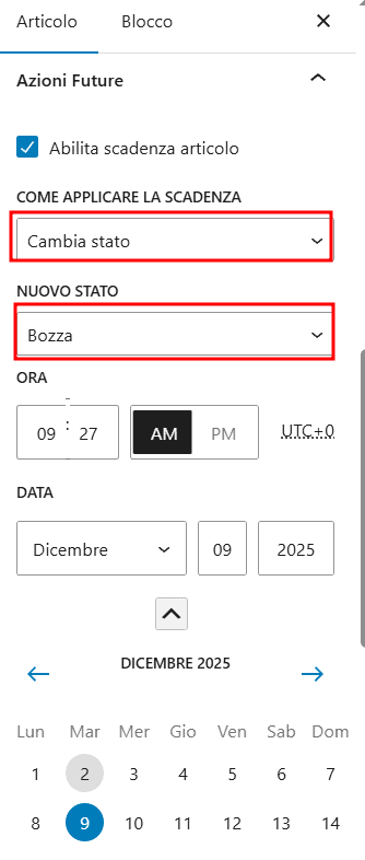 Articolo Con Scadenza Plugin Publishpress Future