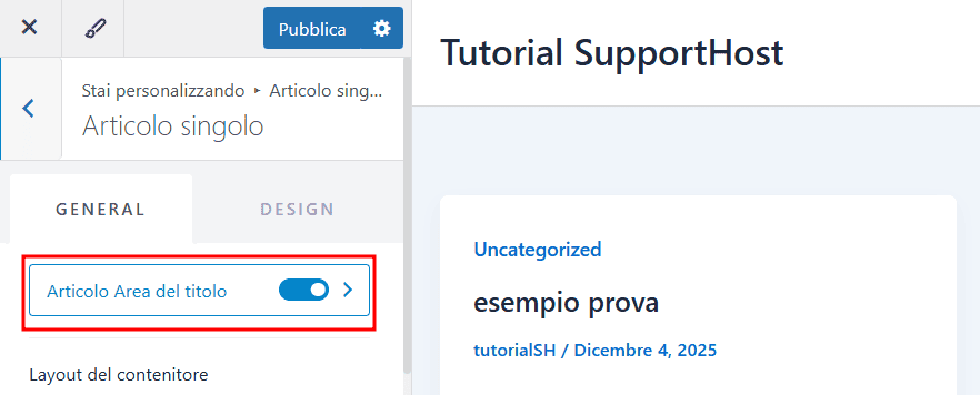 Astra Opzione Articolo Area Del Titolo