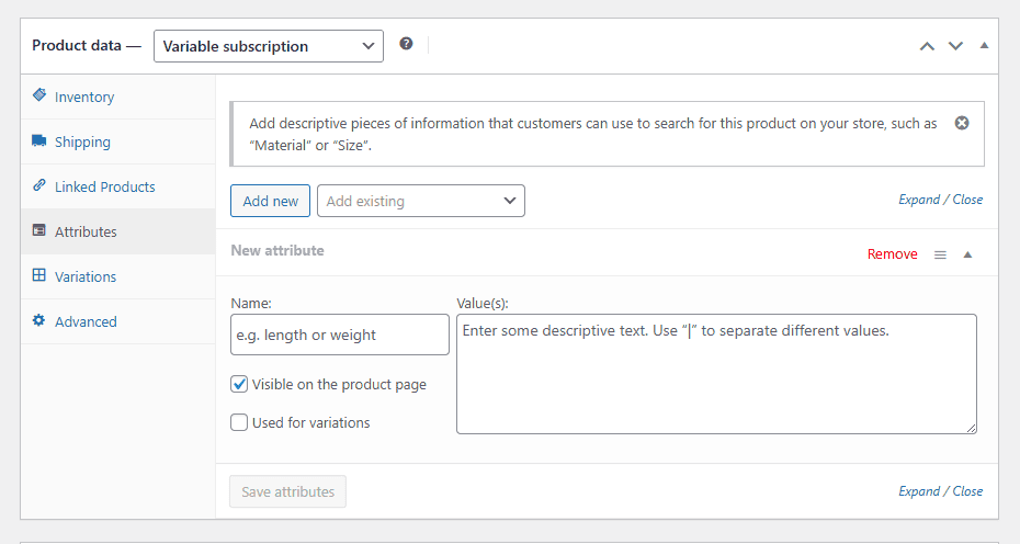 Attributi Abbonamento Variabile Woocommerce Subscriptions