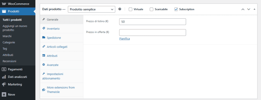 Creare Abbonamento Subscriptions For Woocommerce