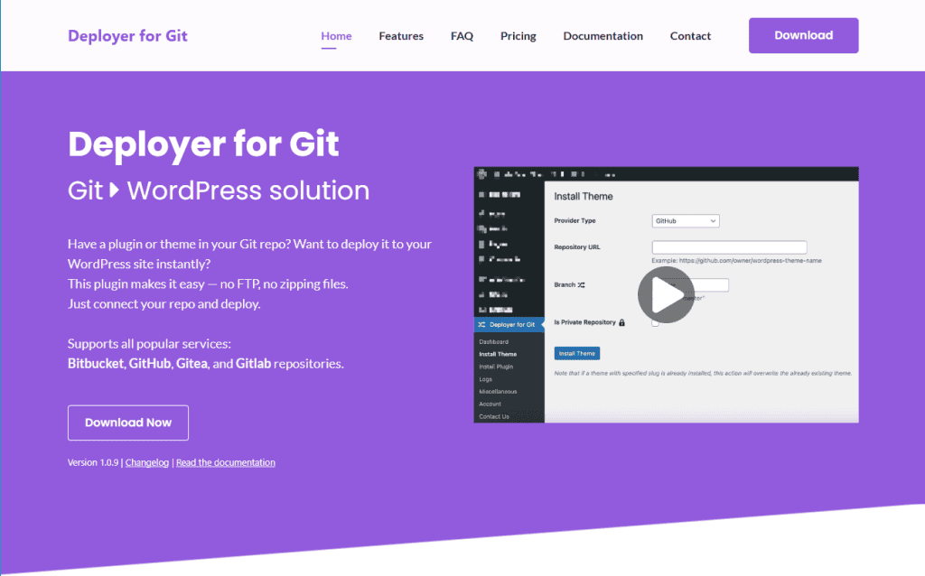 Deployer For Git Plugin WordPress Github