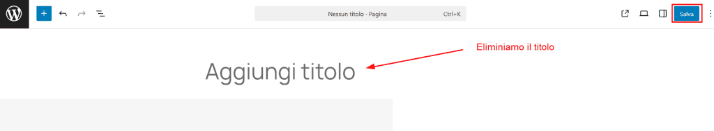 Eliminare Titolo Pagina Gutenberg