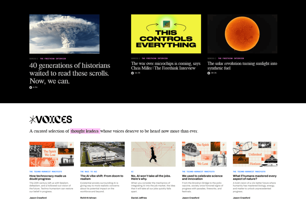 Freethink Homepage Sezioni