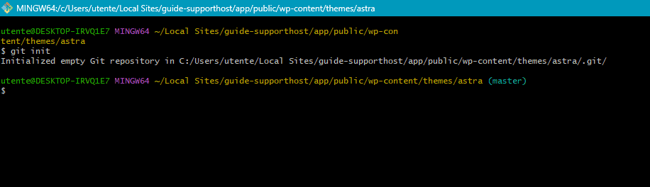 Git Bash Inizializzazione