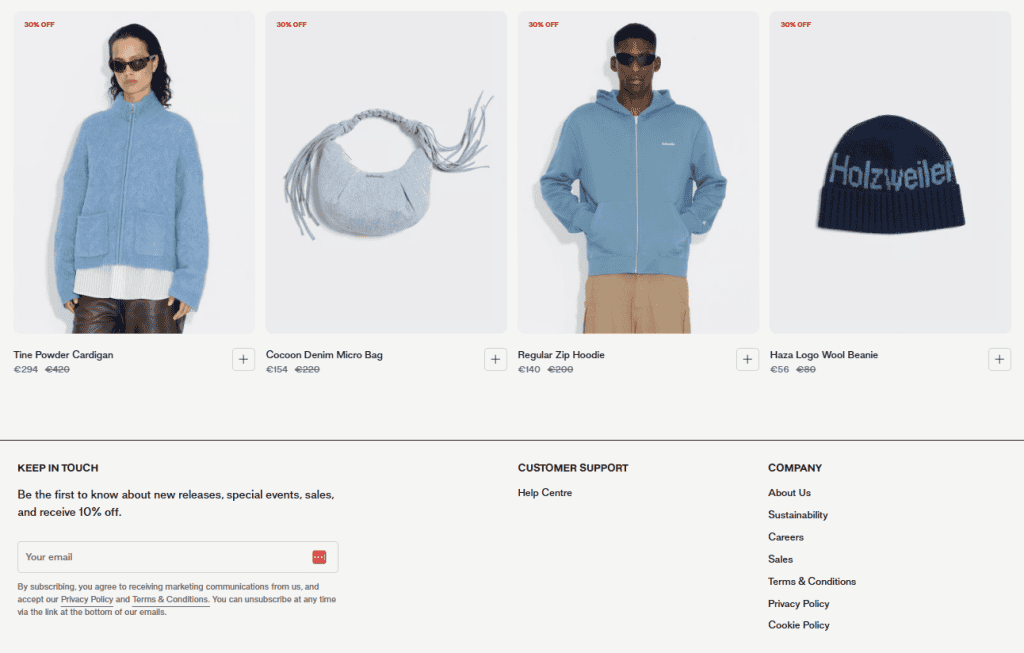 Holzweiler Prodotti Footer