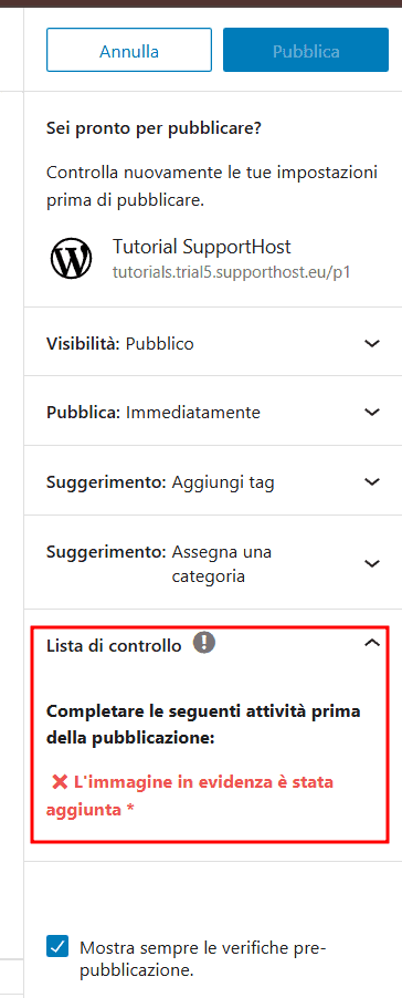 Immagine In Evidenza Mancante Lista Controllo Publishpress