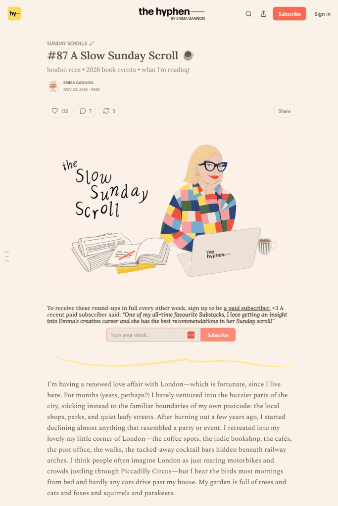Layout Colonna Singola Substack