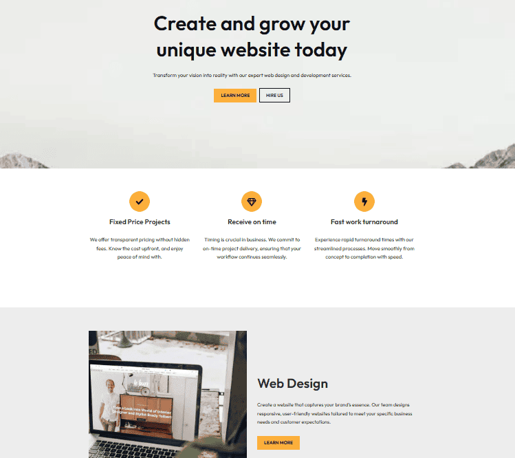 Layout Sito Fasce Orizzontali Neve Template
