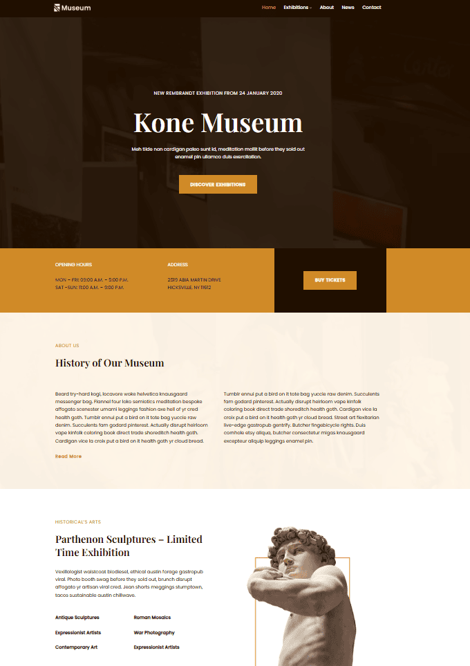 Layout Sito Fasce Orizzontali Neve Template Museum
