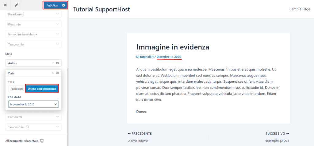 Mostrare Data Ultimo Aggiornamento Con Astra