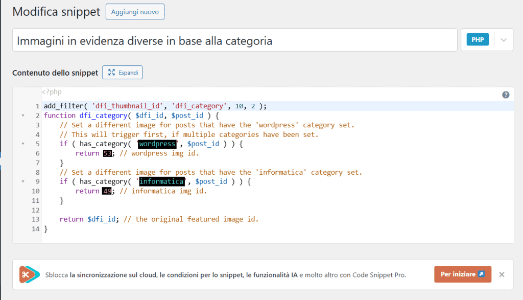 Personalizzare Funzione Per Immagine Default Categorie