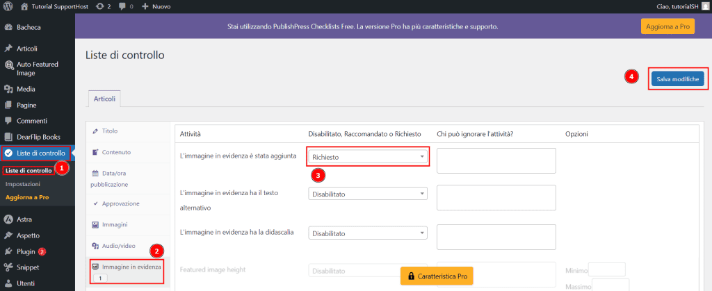Rendere Immagine Evidenza Obbligatoria Con Publishpress Plugin