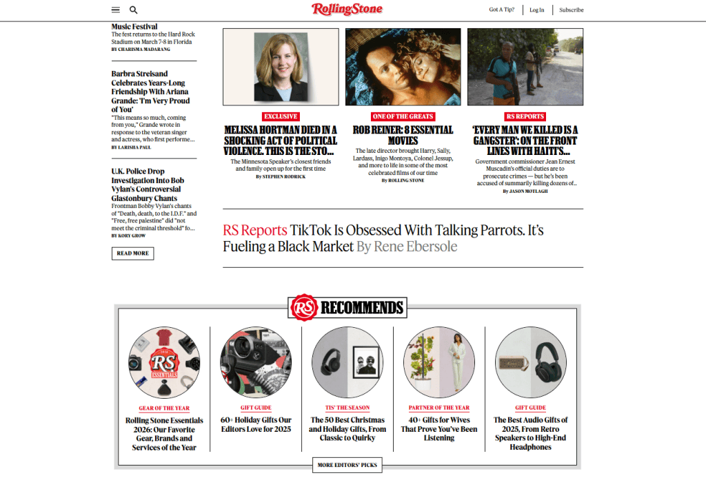 Rolling Stone Sezioni