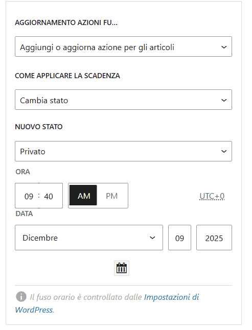 Scadenza Articoli Multipli WordPress Publishpress Future