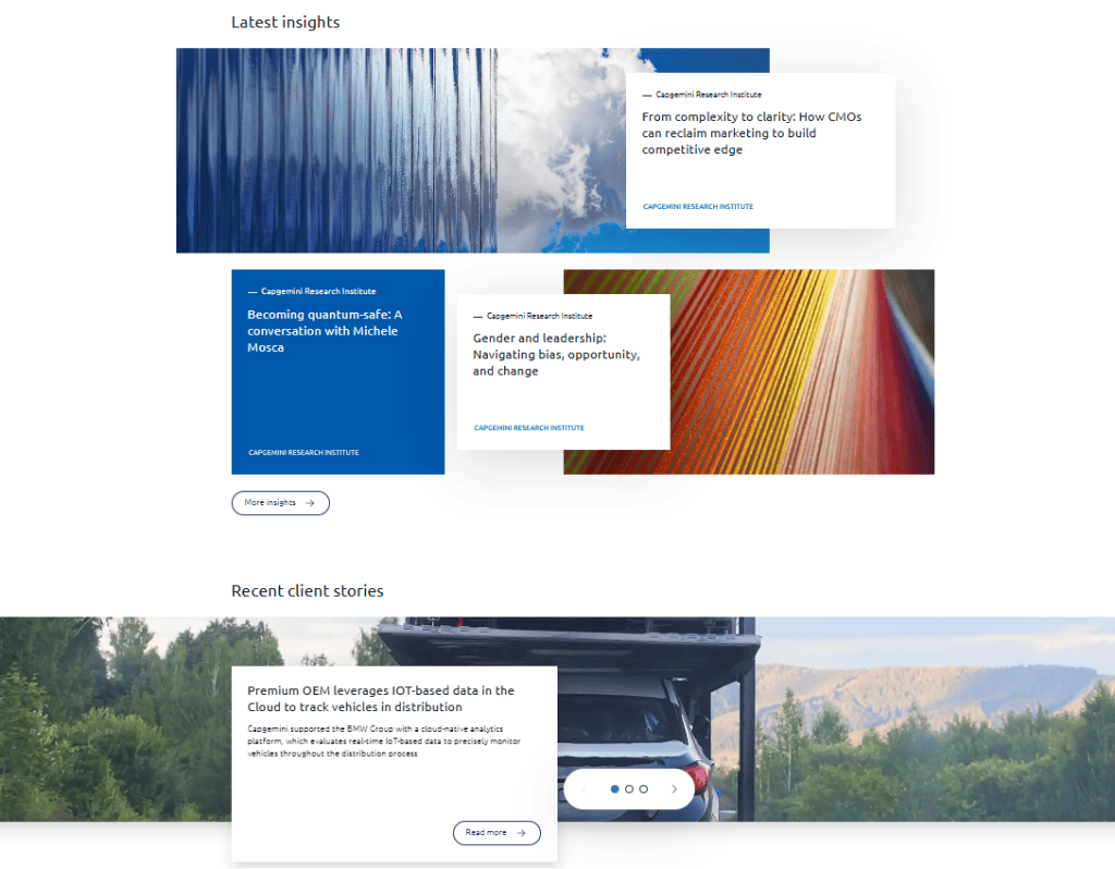 Sito WordPress Capgemini Blocchi Insights