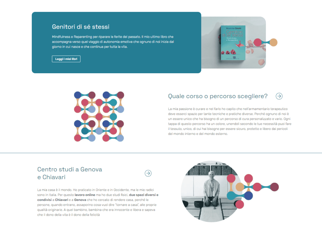 Sito WordPress Nicoletta Cinotti Sezioni
