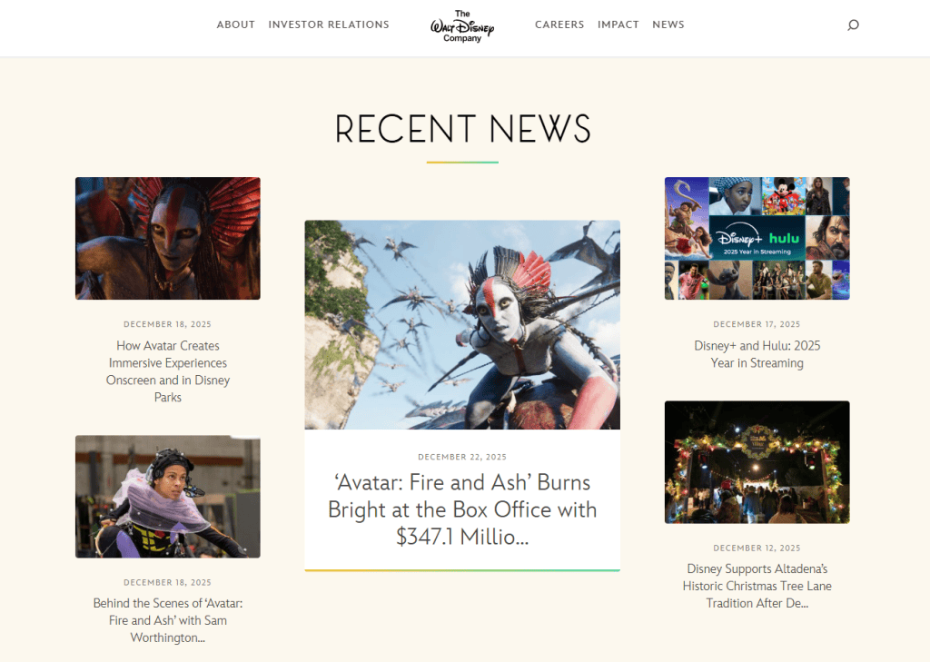 Sito WordPress Walt Disney Sezione News