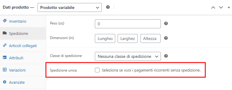 Spedizione Unica Yith Woocommerce Subscription Pro