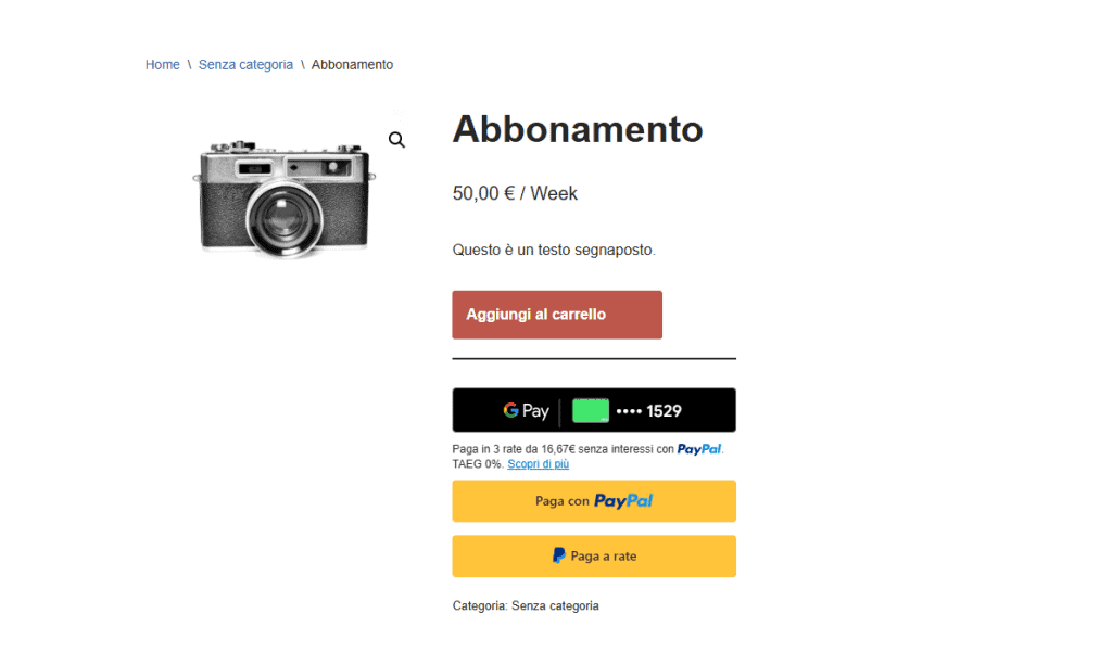 Subscriptions For Woocommerce Abbonamento