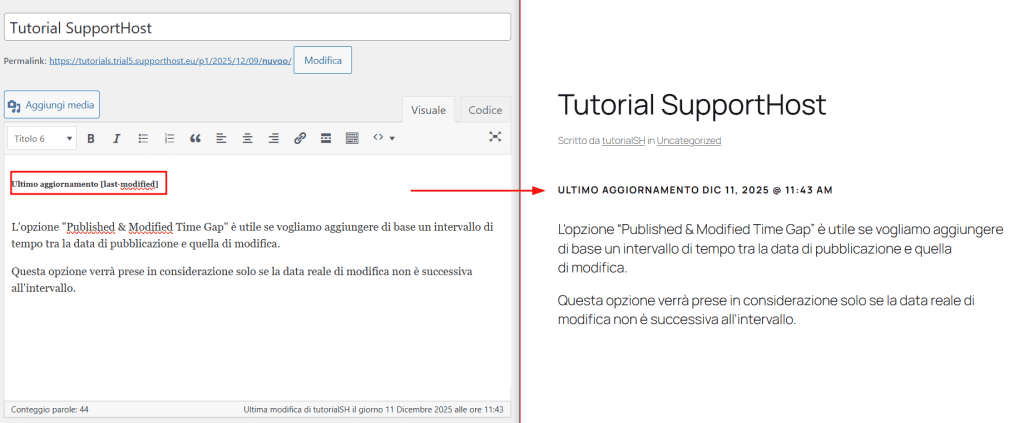 Usare Shortcode Last Modified Timestamp