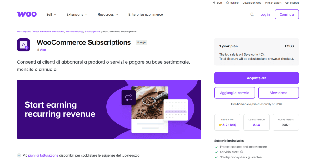 Woocommerce Subscriptions Prezzo