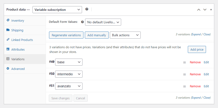 Woocommerce Subscriptions Variazioni Abbonamento