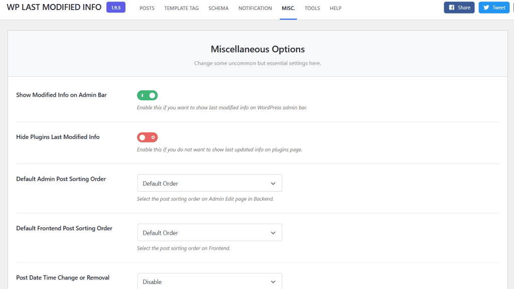 Wp Last Modified Info Impostazioni Misc