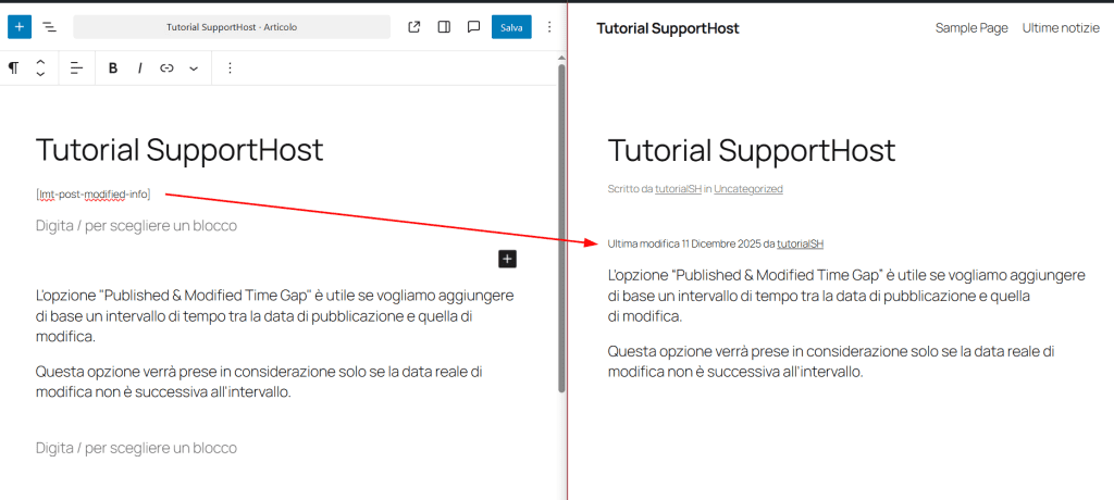 Wp Last Modified Info Inserimento Con Shortcode