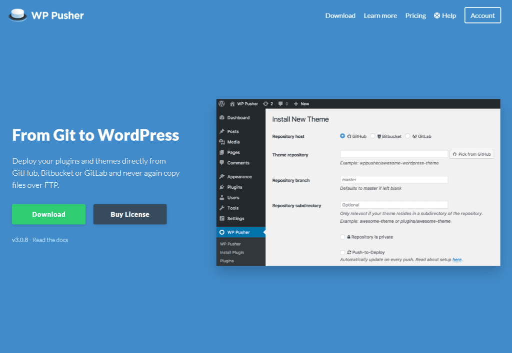 Wp Pusher Plugin WordPress Github