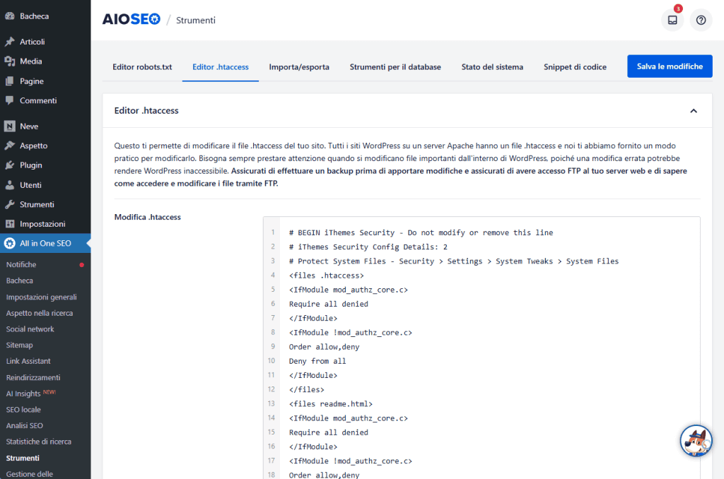 All In One Seo Modifica File Htaccess
