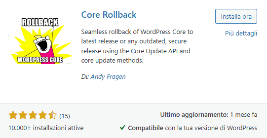 Core Rollback Installazione