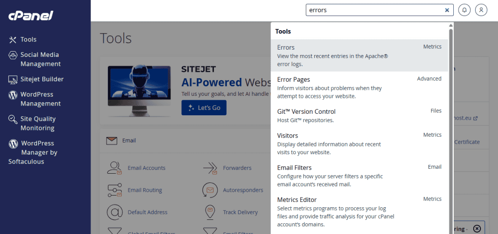 Cpanel Accedere Log Errori Server