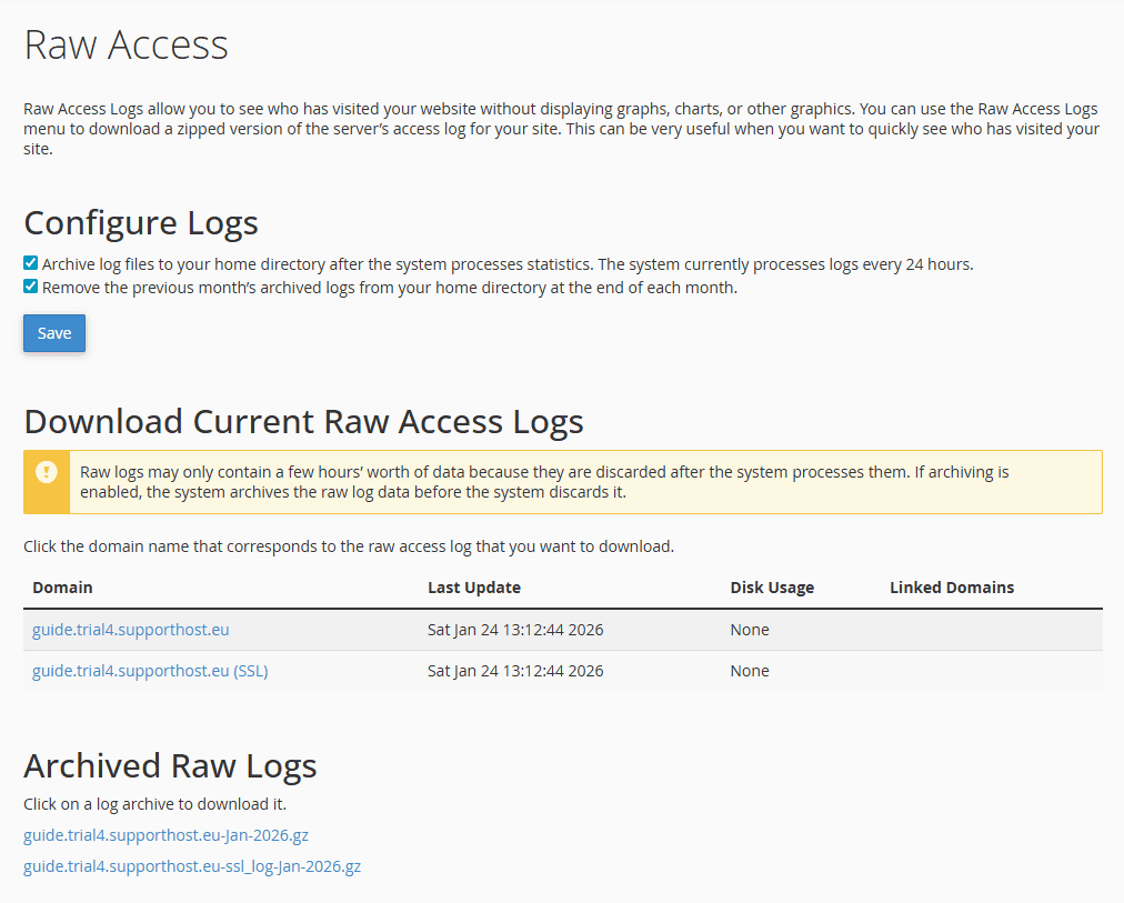 Cpanel Raw Access Registro