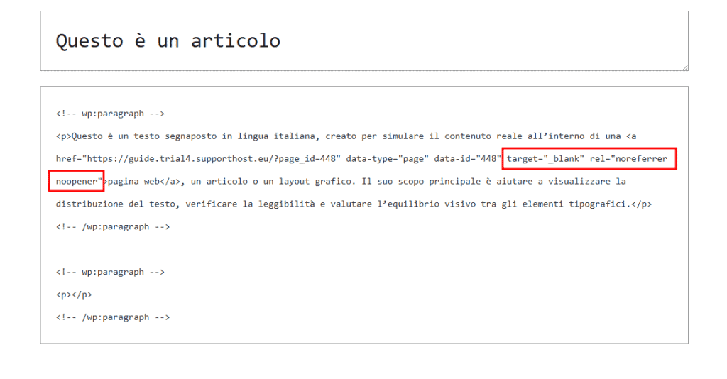 Target Blank Noopener Noreferrer Gutenberg WordPress