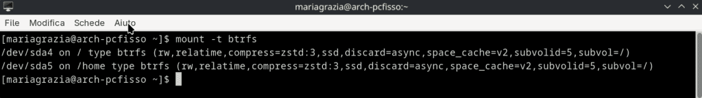 Comando Mount Opzione T