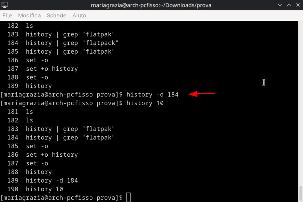 Eliminare Comando Da History Linux