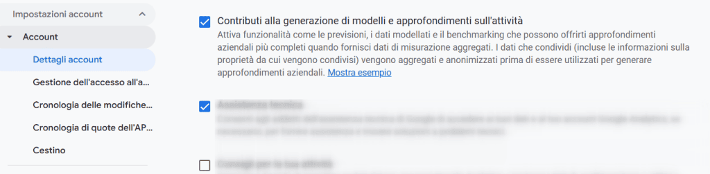 Google Analytics Dettagli Account Generazione Modelli